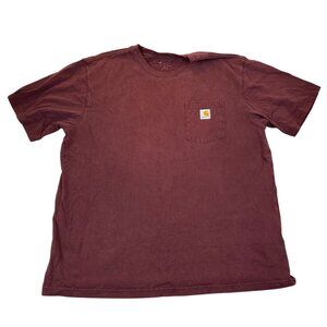 Carhartt Mens T-shirt Size XL Short Sleeve Crew Neck Pocket Tee Casual Burgundy